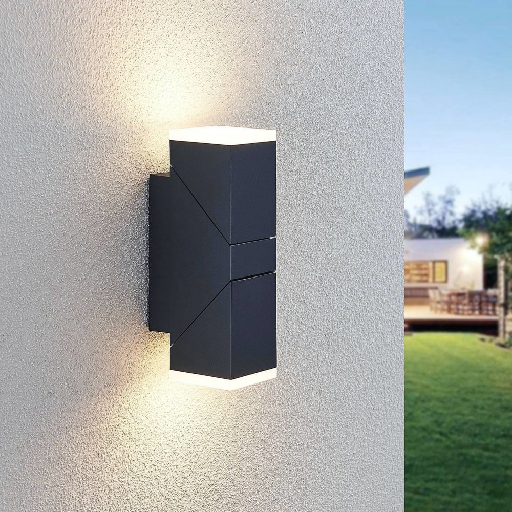 Lindby LED Außenwandleuchte aus Aluminium, schwarz style modern - Aluminium