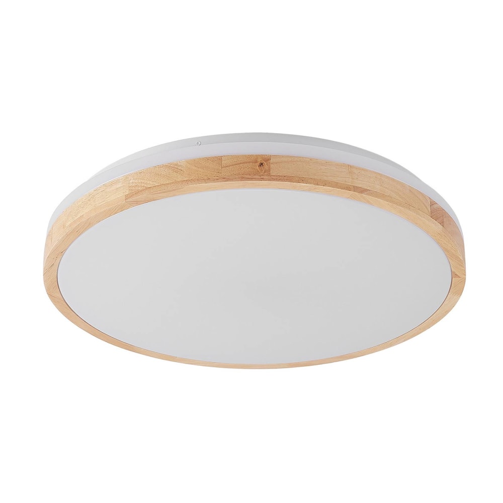 LED Deckenleuchte Aus Holz, Holz Hell, Weiß