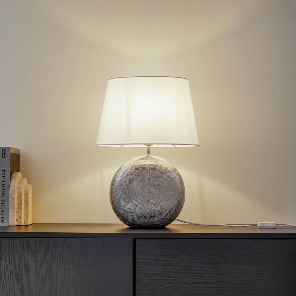 Lampe à poser en textile blanc