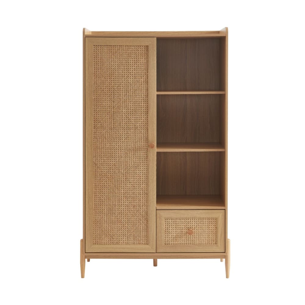 Baita - Armoire  effet bois et cannage rotin 1 porte et 1 tiroir