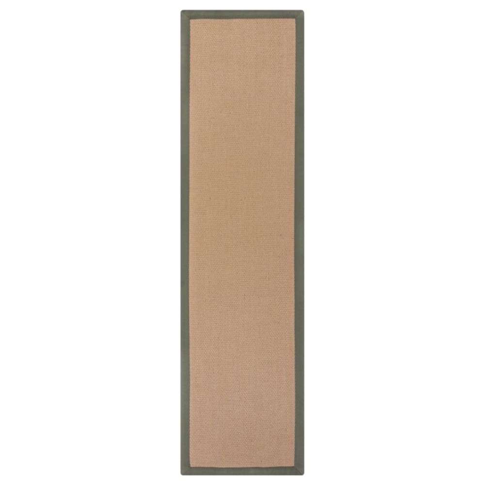 Tapis de couloir en jute à bordures, marron et vert 60x230cm