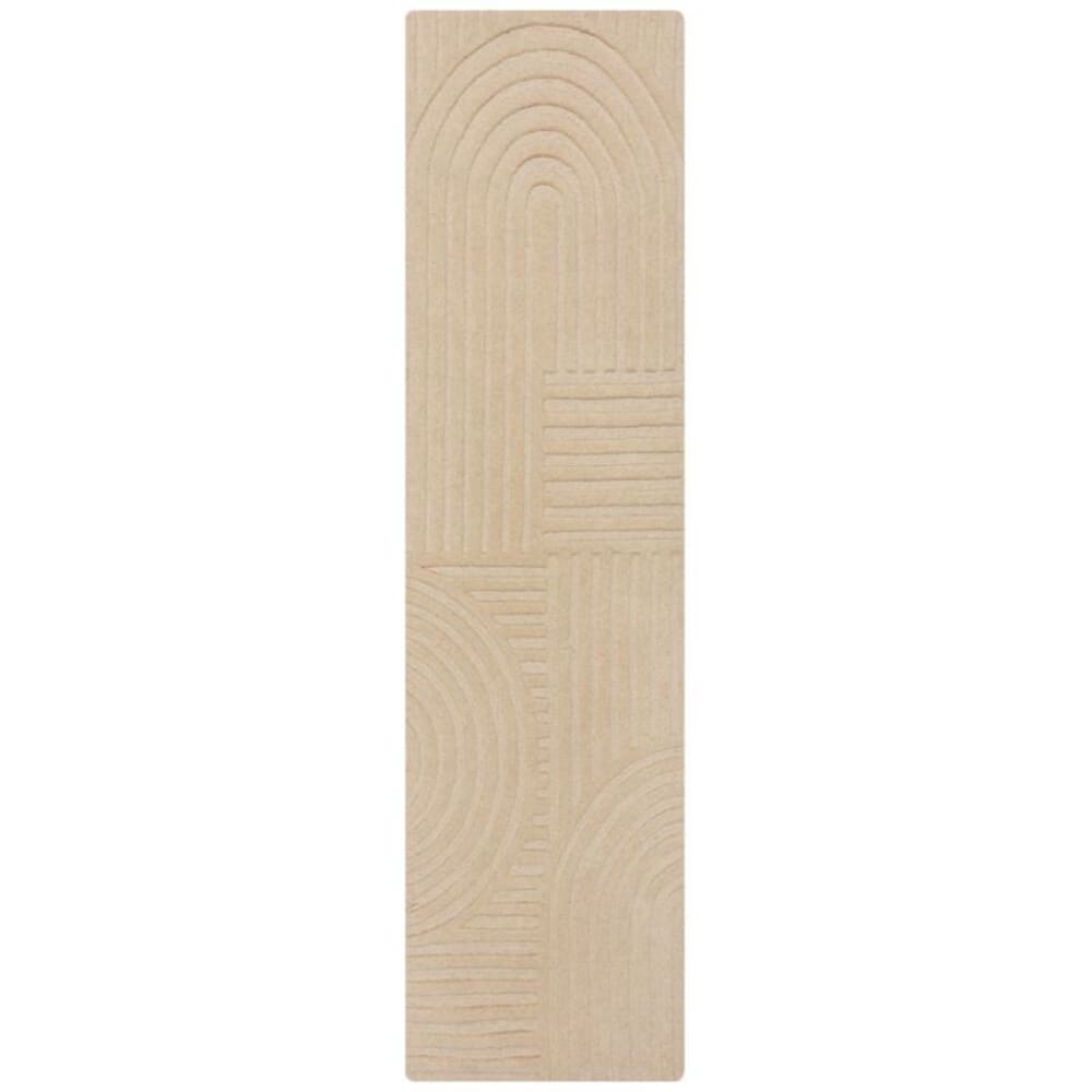 Tapis en laine de couloir beige 60x230cm