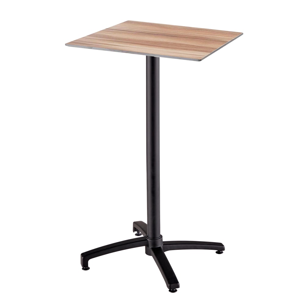 Table haute de terrasse 60x60 cm inclinable stratifié chêne foncé
