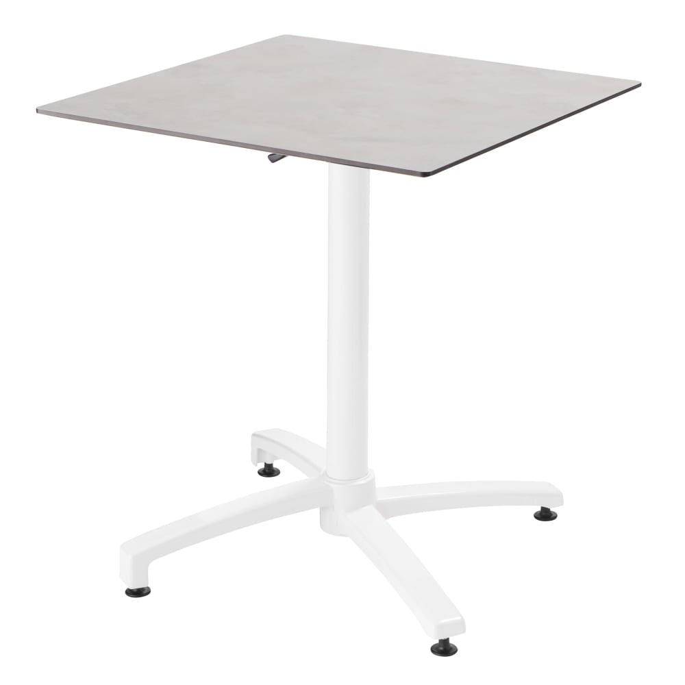 Table de terrasse carrée 70 x 70 cm inclinable stratifié gris clair