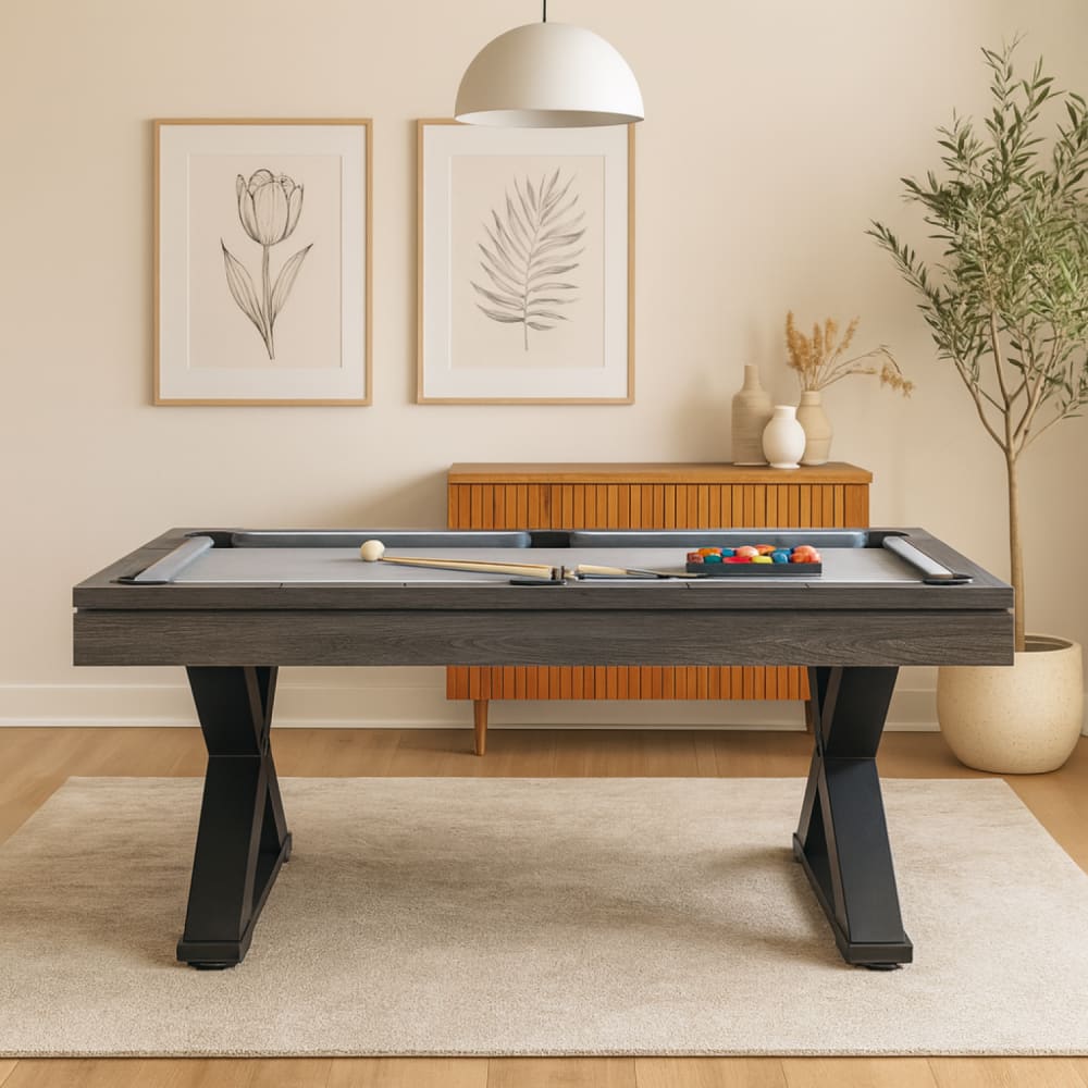 Table multi-jeux, ping-pong et billard en bois gris