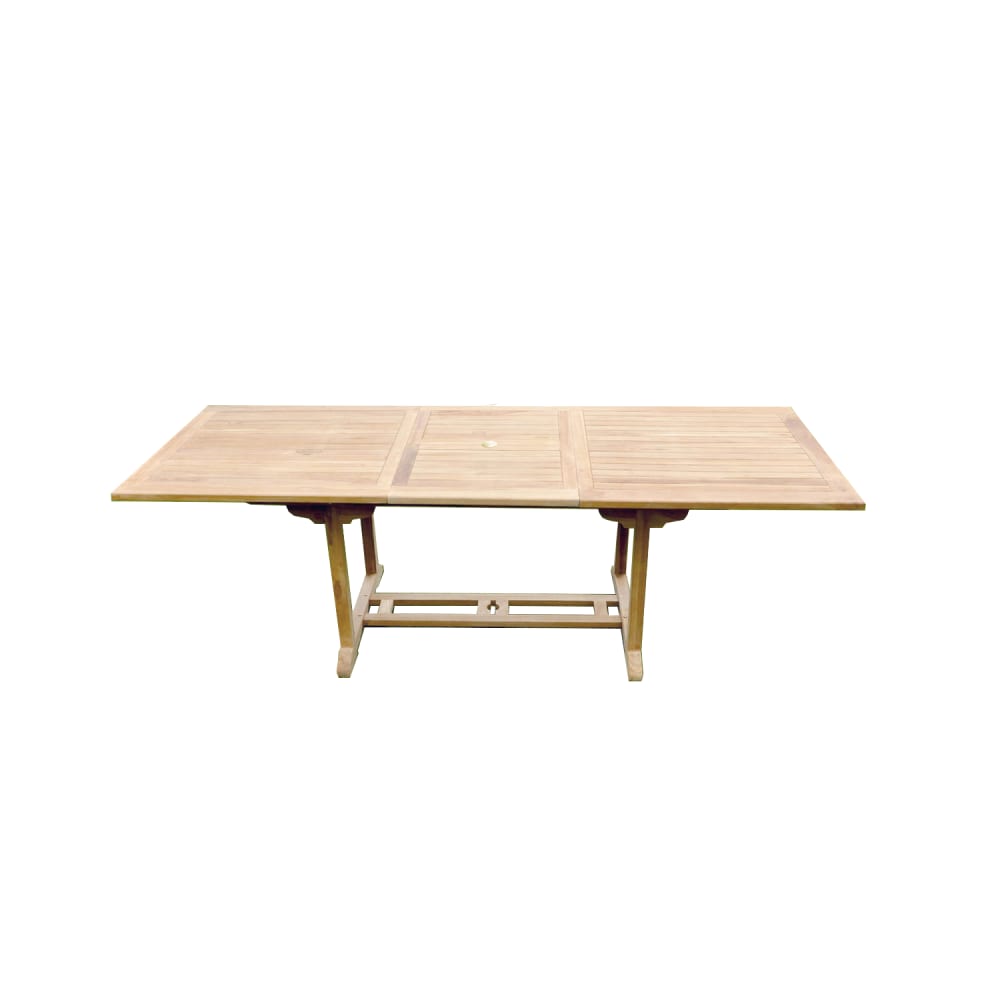 Table Kajang 10 : table de jardin rectangle extensible en teck brut 10