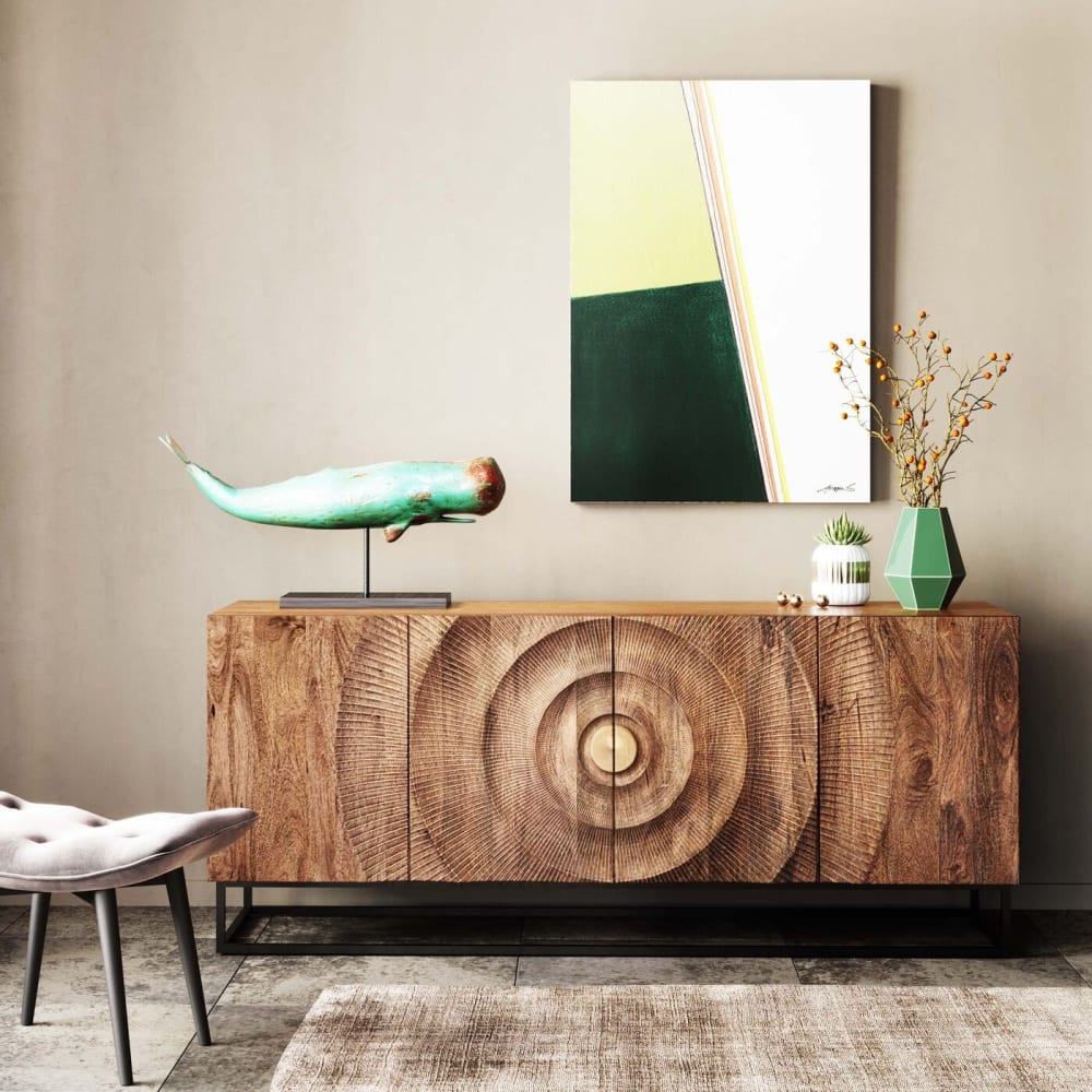 Buffet 4 portes en bois et acier noir - Maisons du Monde