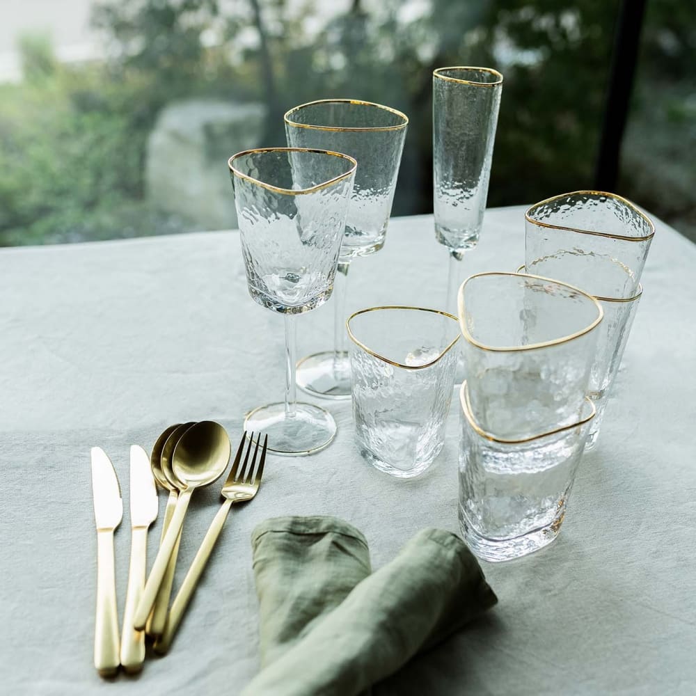 Lot de 4 - verre à vin rouge en verre bord doré - Maisons du Monde