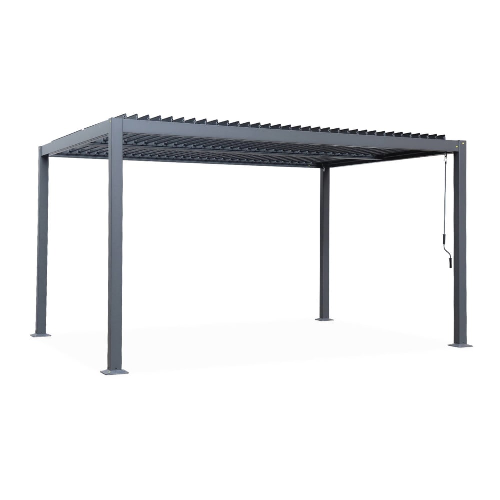 Pergola bioclimatique aluminium et acier 4x3m anthracite - Maisons du Monde