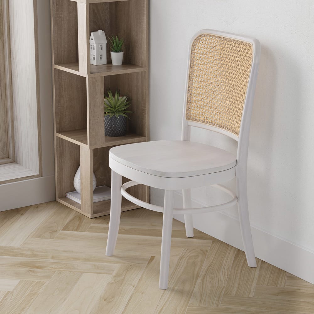2er Set Stühle aus natürlichem Rattan, weiß - Maisons Du Monde