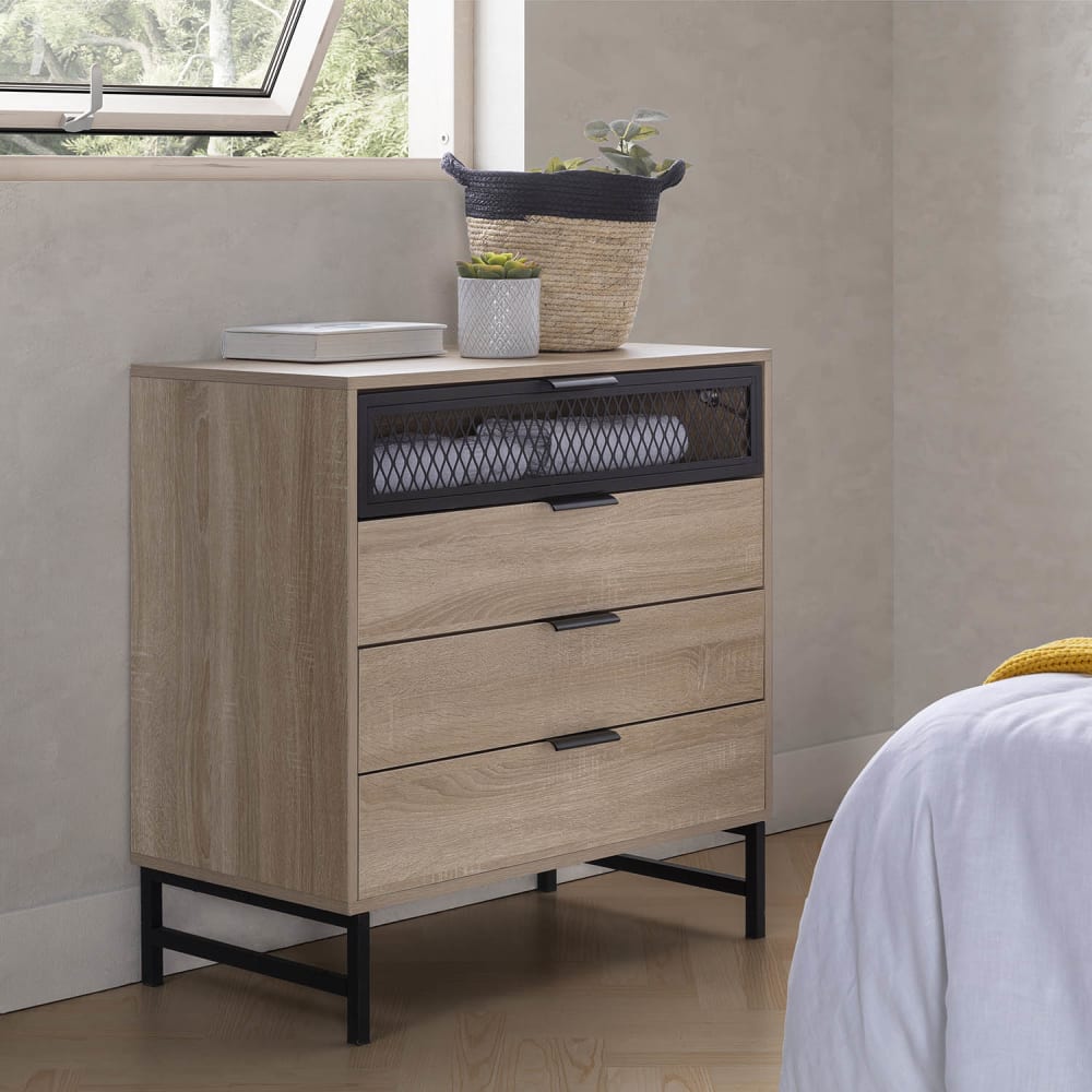 Kommode 3 Schubladen 1 Tür holzfarben - Maisons Du Monde