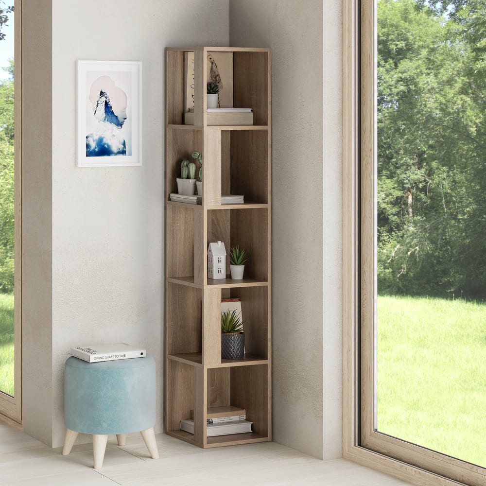 Etagère d'angle 5 trous couleur chêne