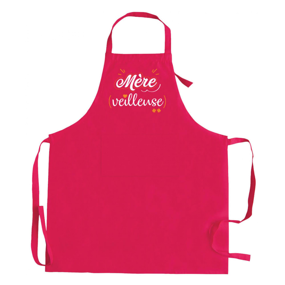 Tablier de cuisine mère-veilleuse recyclé en coton rose 72 x 90 cm