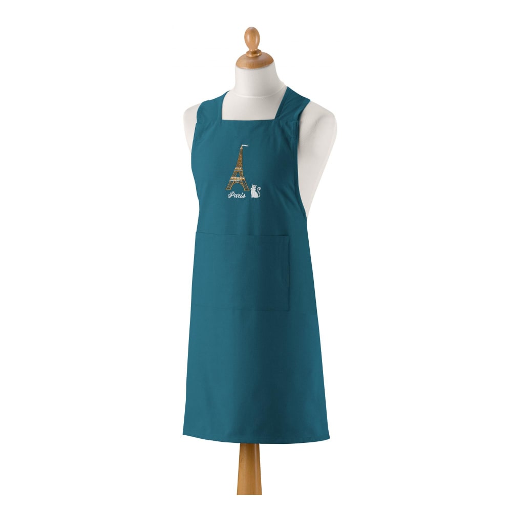 Tablier de cuisine japonais recyclé tour eiffel paon 125 x 85 cm