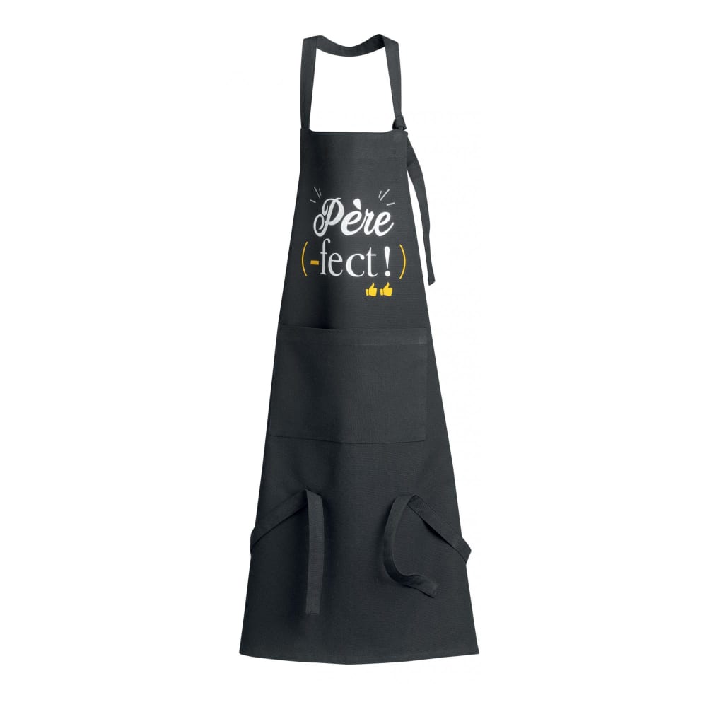 Tablier de cuisine père-fect recyclé en coton noir 72 x 90 cm