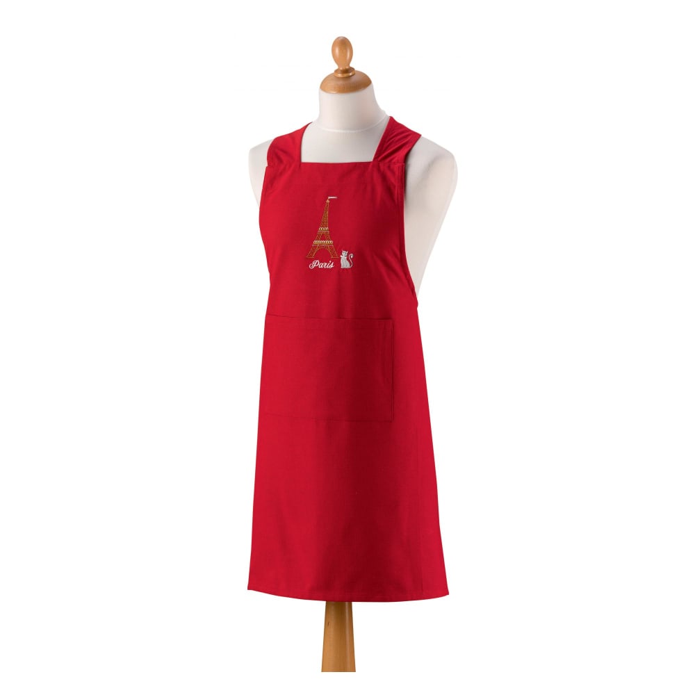 Tablier de cuisine japonais recyclé tour eiffel rouge 125 x 85 cm