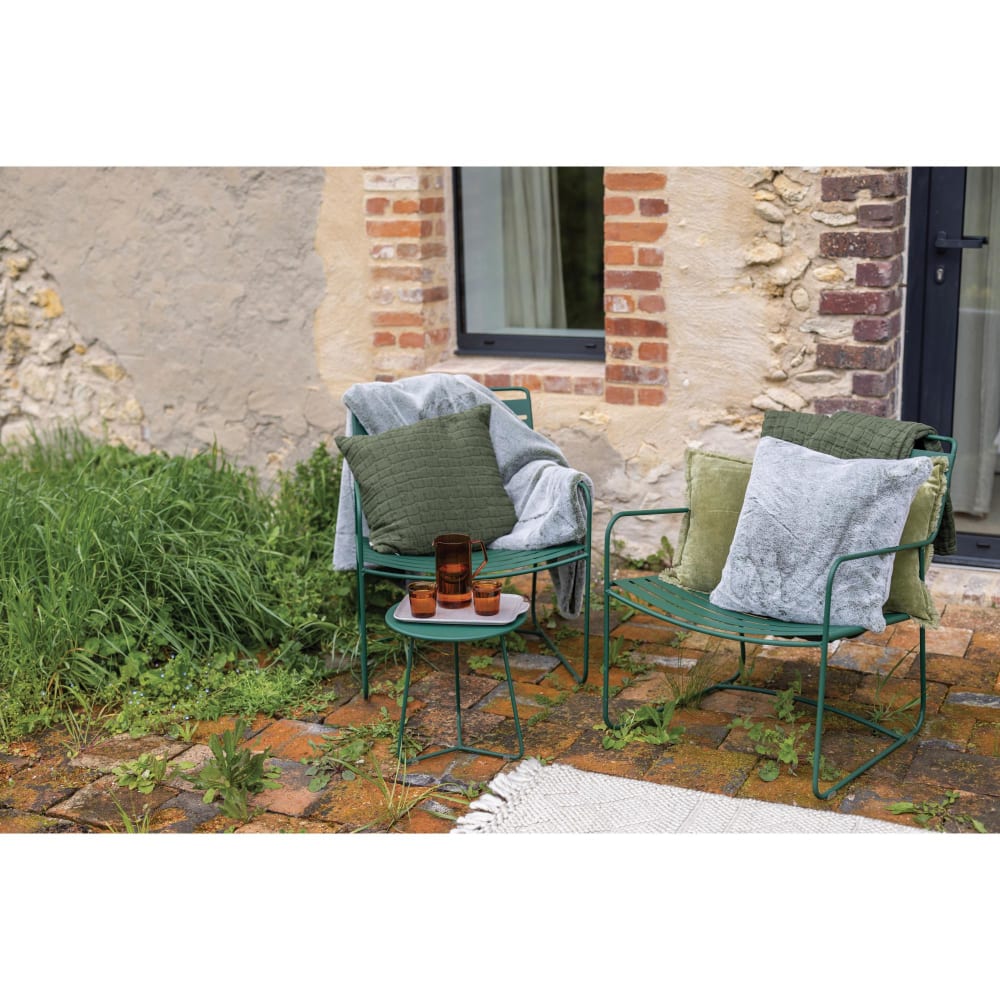 Jeté de lit en coton olive 240 x 260 cm - Maisons du Monde