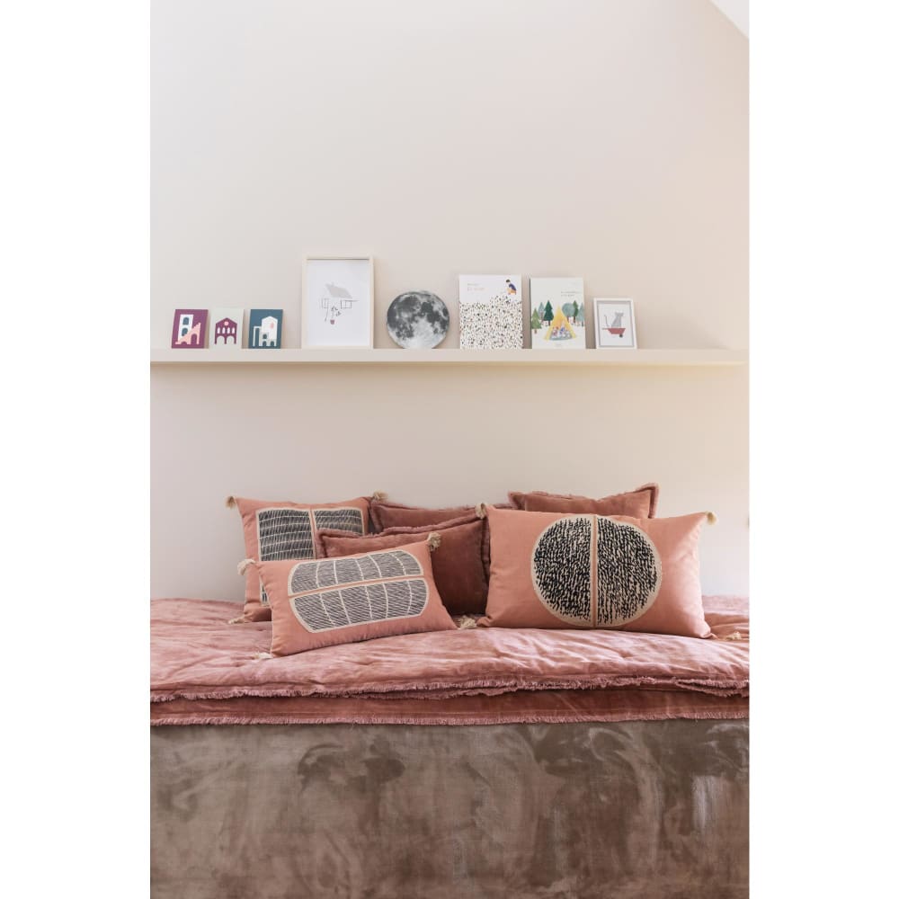 Plaid uni en coton bois de rose 135 x 200 cm — vue 4