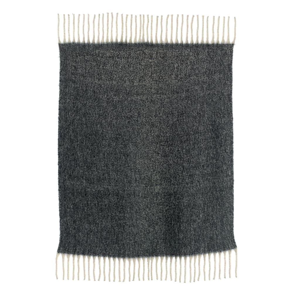 Plaid uni recyclé isabel en coton recycle caviar 130 x 160 cm - Maisons du Monde