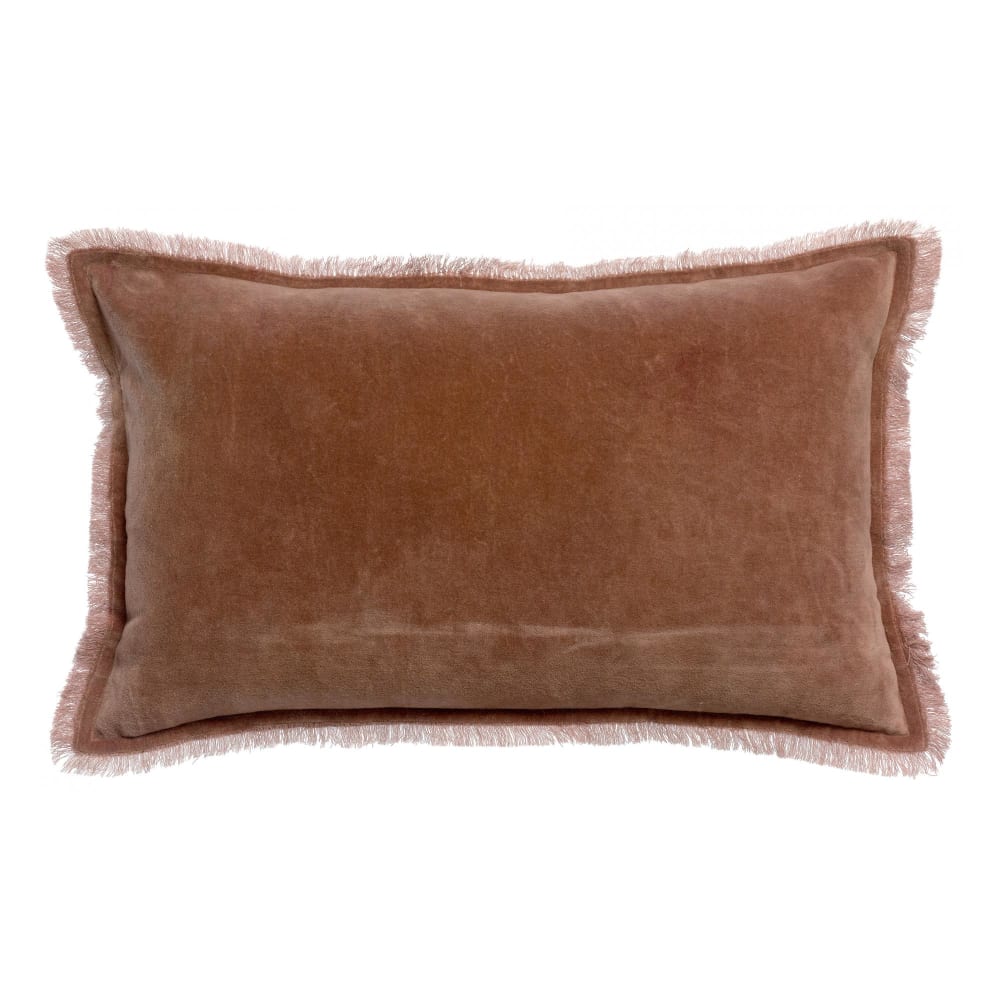 Coussin uni  en coton bois de rose 30 x 50 cm