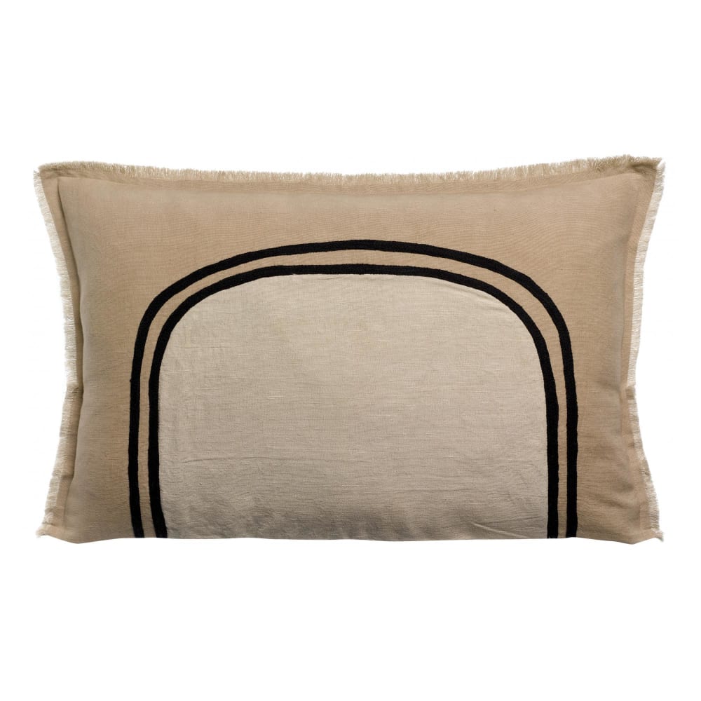 Coussin bicolore Laly en lin galet 40 x 65 cm