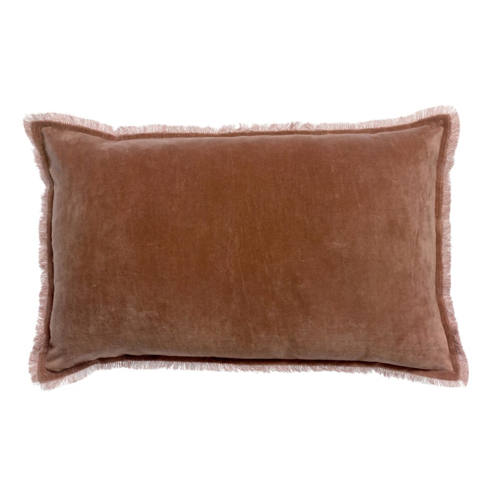 Coussin uni  en coton bois de rose 40 x 65 cm