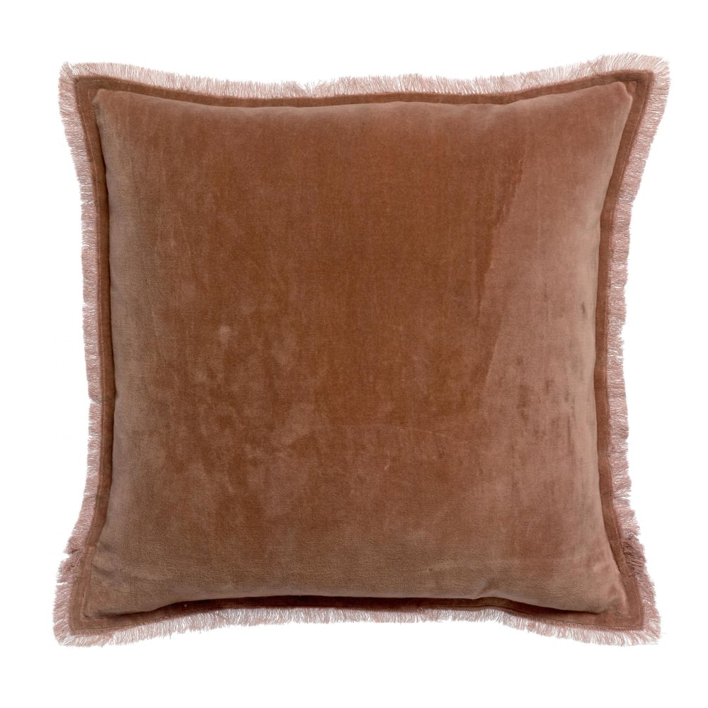 Coussin uni  en coton bois de rose 45 x 45 cm