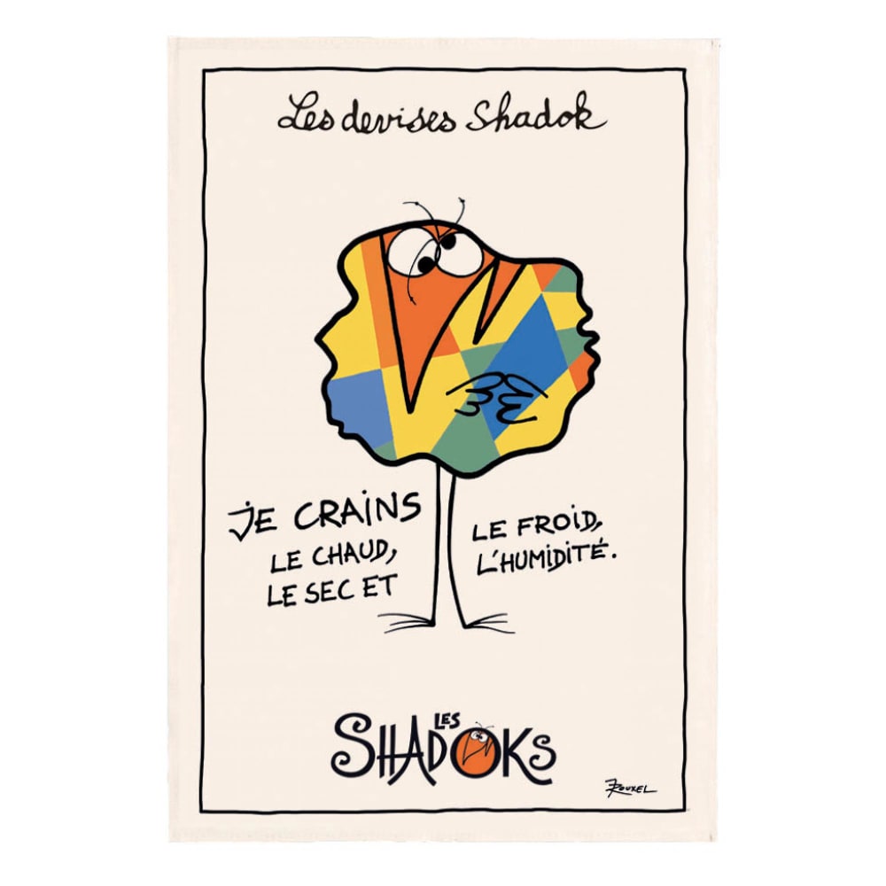 Torchon shadok craintif en coton ecru 48 x 72 cm