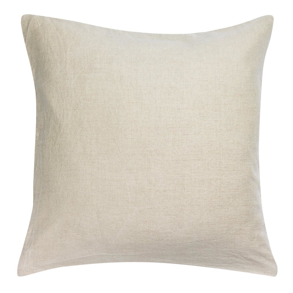 Taie d'oreiller stonewashed en lin naturel 65 x 65 cm