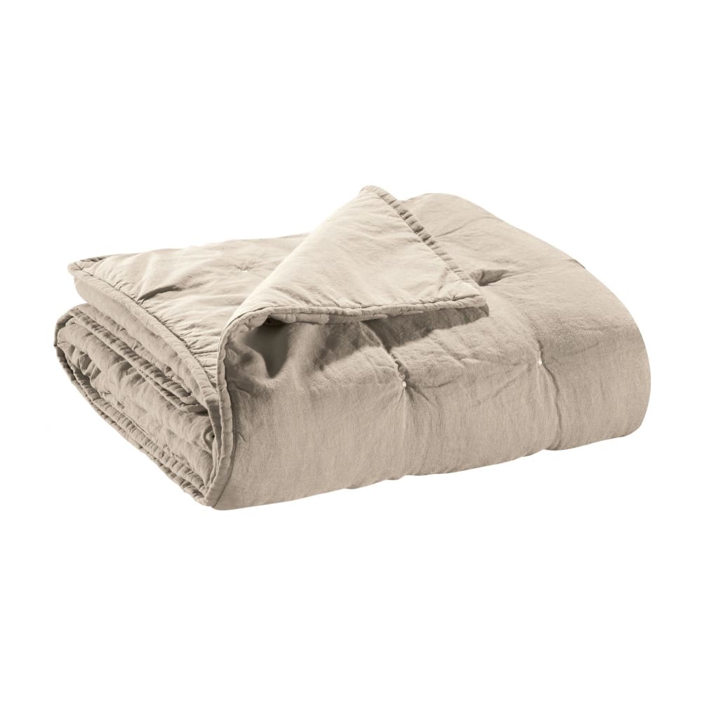 Chemin de lit stonewashed  en lin naturel 90 x 240 cm