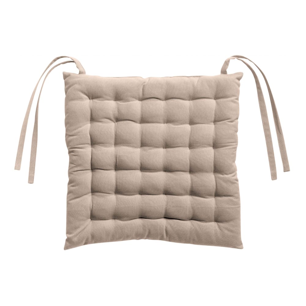 Galette de chaise 36 points recyclée en coton naturel 38 x 38 x 3 cm