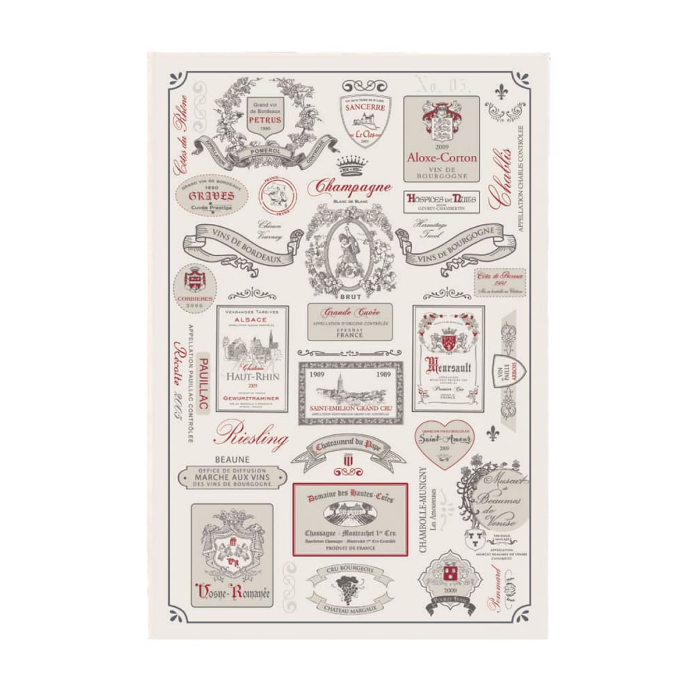 Torchon Étiquettes de vins en coton ecru 48 x 72 cm - Maisons du Monde