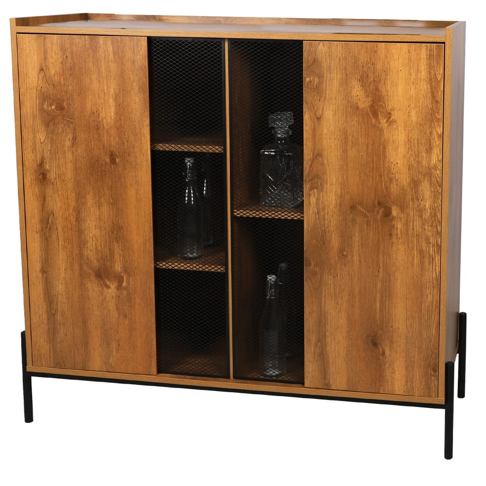 Wadiga Buffet 2 portes bois et métal noir 118x40x110cm Marron Bois - 118x110x40cm