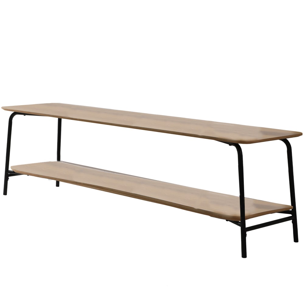 Meuble de télévision 2 niveaux bois et métal noir 150x40x43.5cm