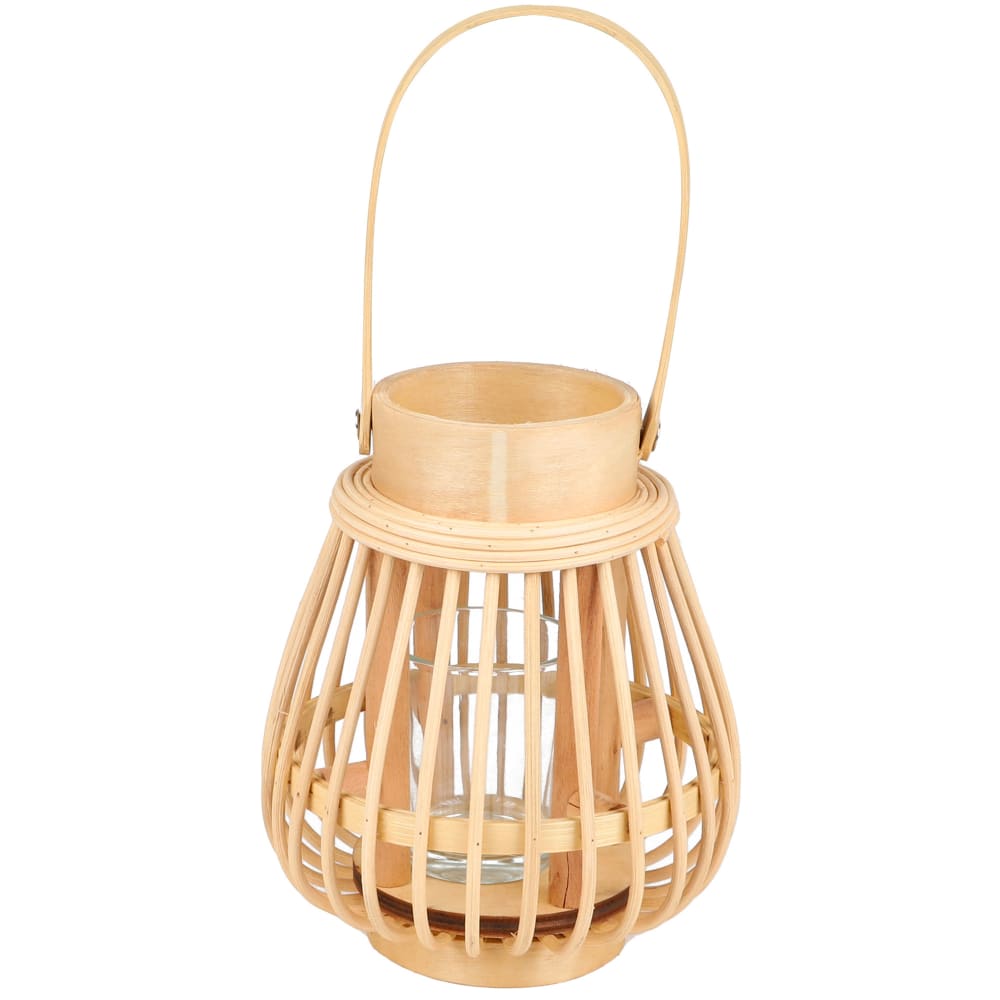Lanterne en bambou et Verre 13x13x27cm
