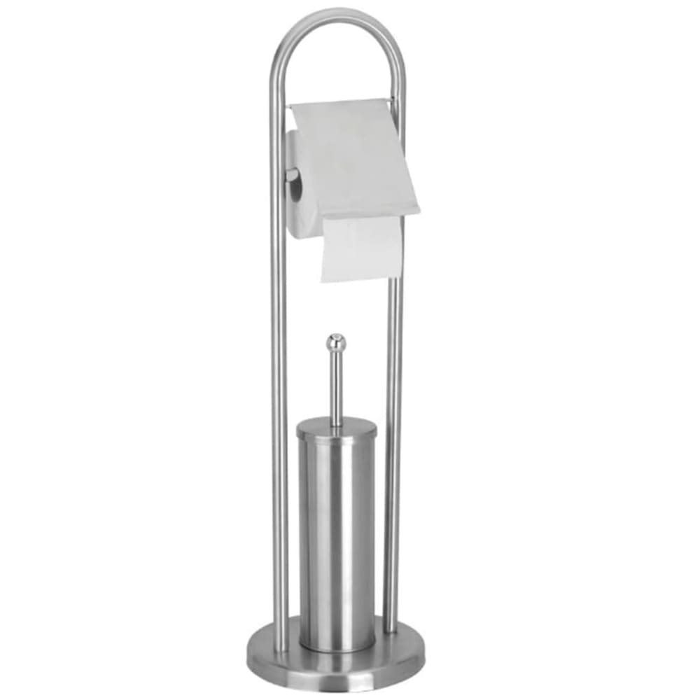 Dérouleur papier WC + brosse WC sur pied acier inoxydable mat