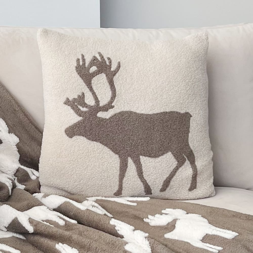 Cojín Navidad Reno Borreguito y Terciopelo 45x45 cm