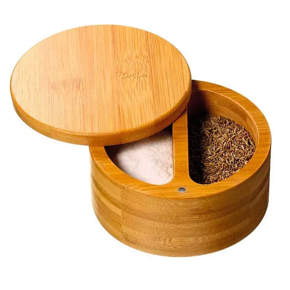 Pot à sel et poivre bambou 12x12x6cm