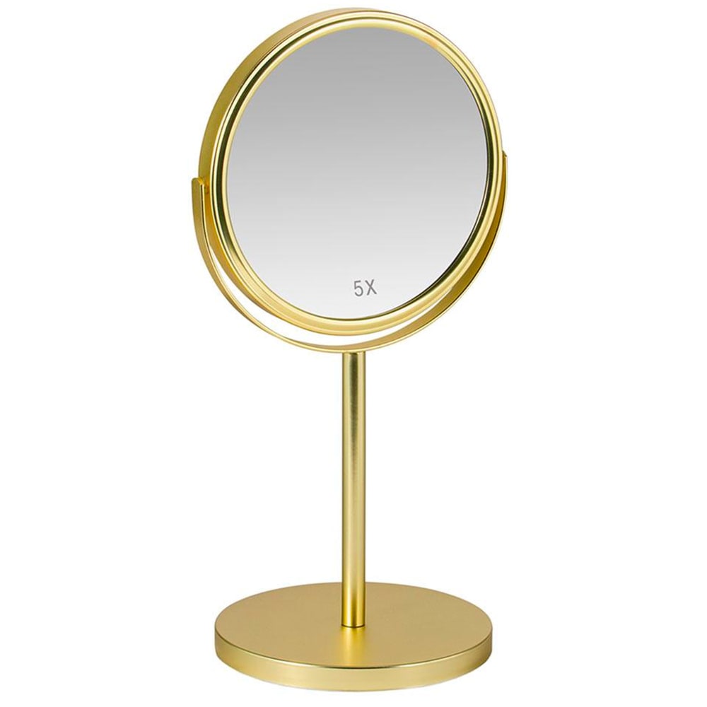 Miroir grossissant x5 double face en métal doré