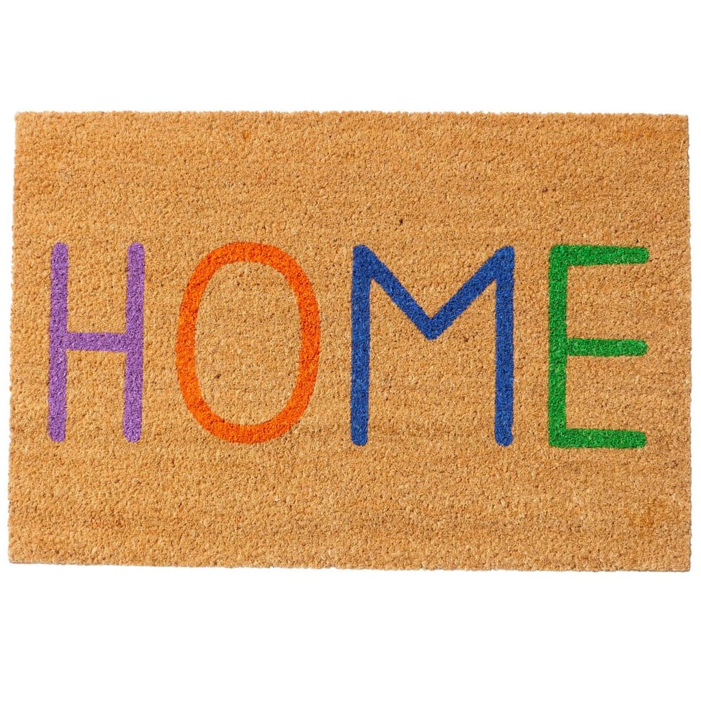 WADIGA Paillasson en coco avec Home. Dimensions: 60x40x1.5cm Matière: Coco Couleur: Multicolore