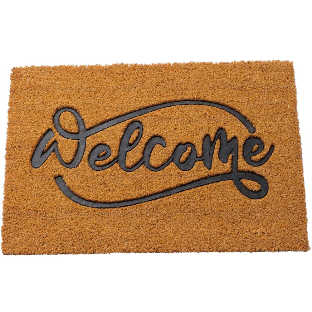 WADIGA Paillasson en coco avec Welcome. Dimensions: 60x40x1.5cm Matière: Coco Couleur: marron et noir