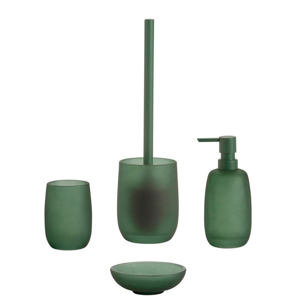 Brosse wc en verre vert mat et plastique 10x10x36cm - Maisons du Monde