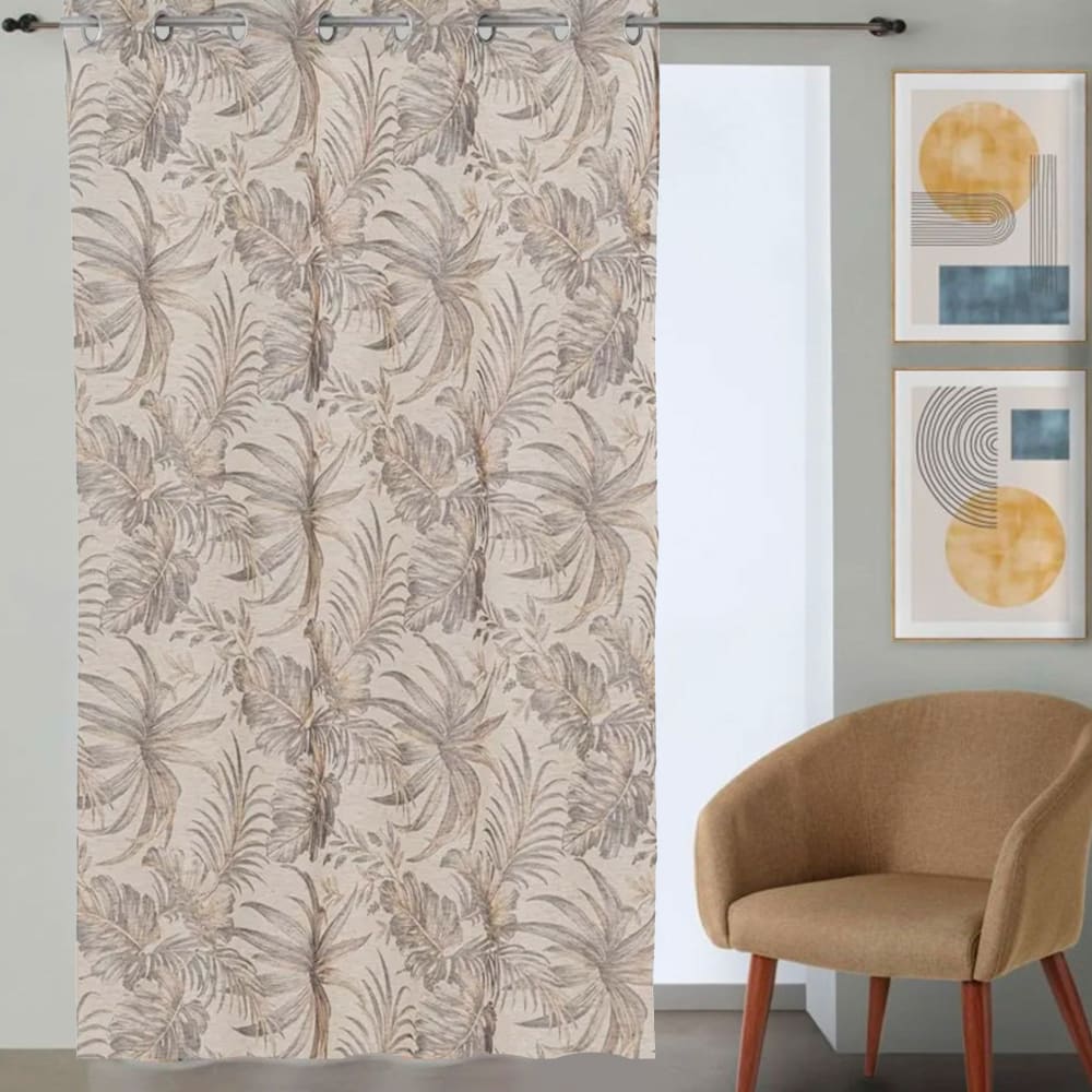 Rideau voilage à oeillets feuillage à l'unité 140x260cm