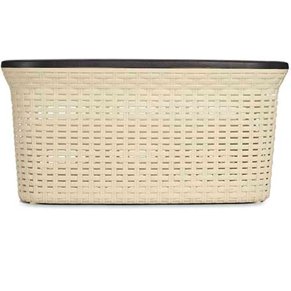 Panier à linge buanderie beige et noir 2 poignées — vue 3