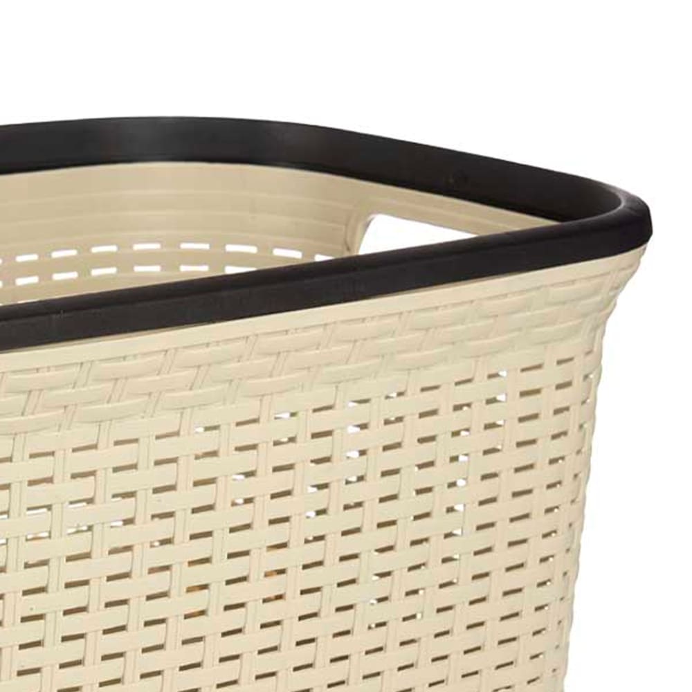 Panier à linge buanderie beige et noir 2 poignées — vue 4