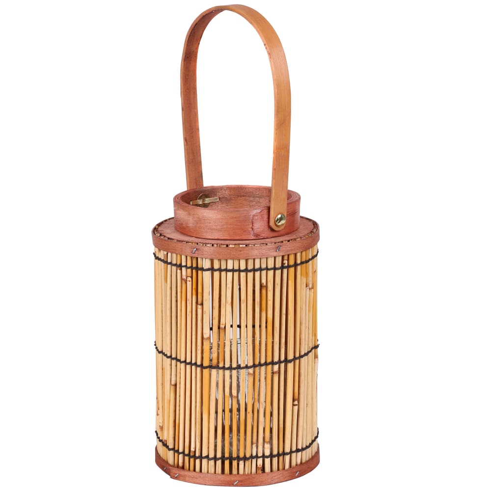 Lanterne en bambou et Verre 13x13x35cm
