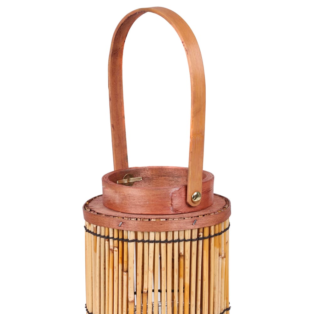 Lanterne en bambou et verre 13x13x35cm - Maisons du Monde