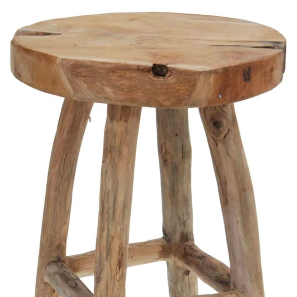 Tabouret rustique rond en teck 30x30x42cm