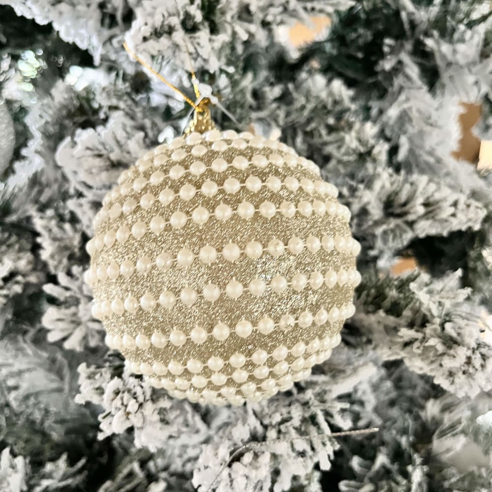 4 Weihnachtskugeln goldenen Perlen aus Kunststoff Durchmesser 10