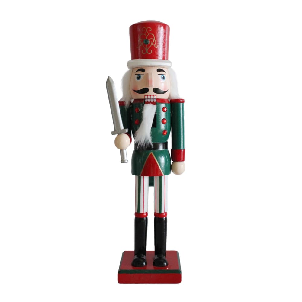 Casse-noisette statuette de Noël en bois avec chapeau rouge H 35 cm Casse-noisette statuette de Noël en bois avec chapeau rouge H 35 cm